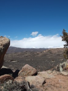Clouds and more snow cling to Carbon Peak, it was so bright with the fresh snow